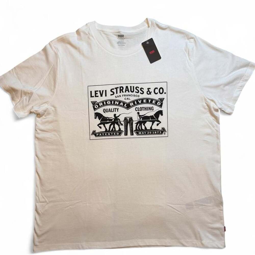 Levi's Two Horse Graphic White T-Shirt XXL NWT